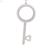 New Design Waterproof 30mm KEY Twist Screw Matte Silver Glass 316L Stainless Steel Floating lockets